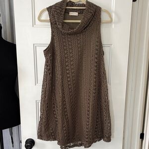 Altar'd State Taupe Crochet Tunic Top